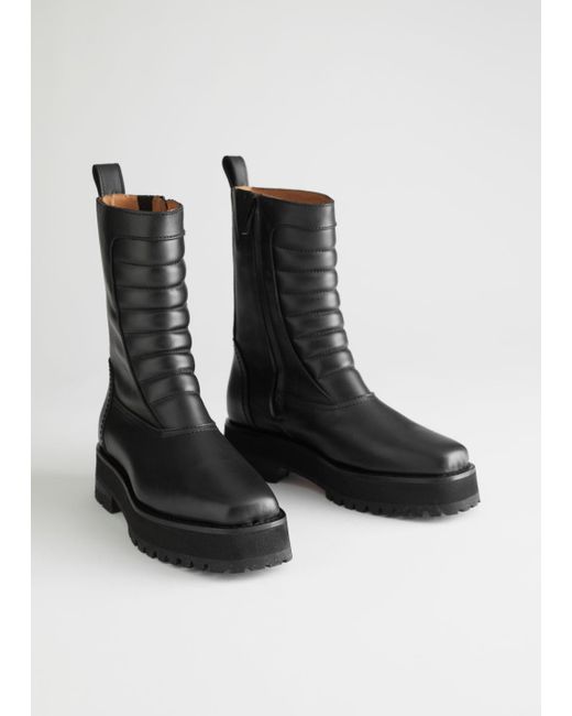 square toe biker boots