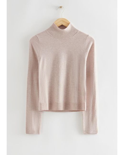 & Other Stories White Slim-Fit Mockneck Wool Top