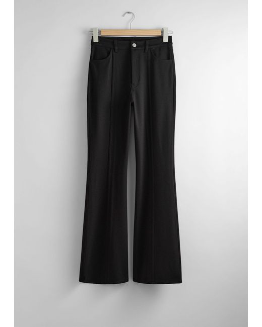 & Other Stories Black Flared Jersey Trousers
