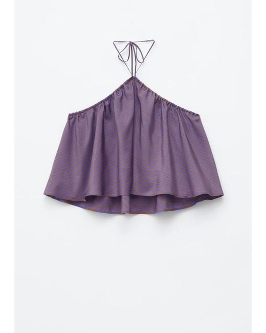 & Other Stories Purple Silk Halterneck Top