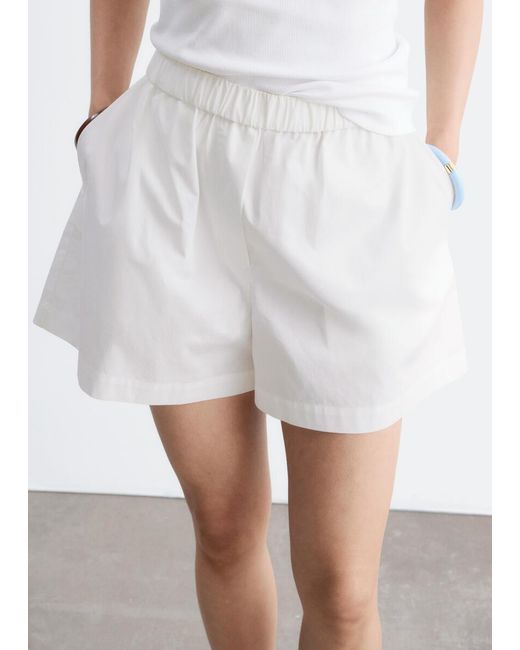 & Other Stories White High-Waist Cotton Shorts