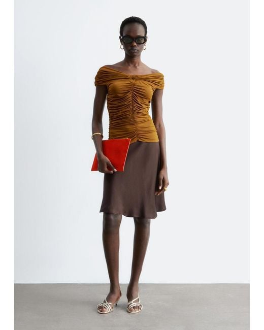 & Other Stories Red Ruched Jersey Top