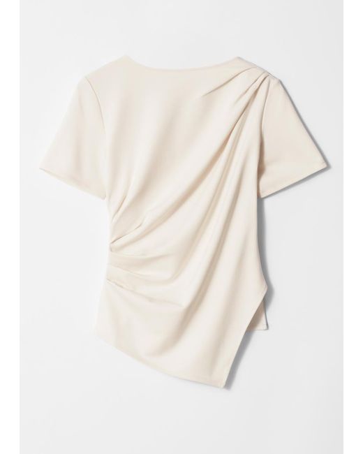 & Other Stories White Draped Asymmetric T-Shirt