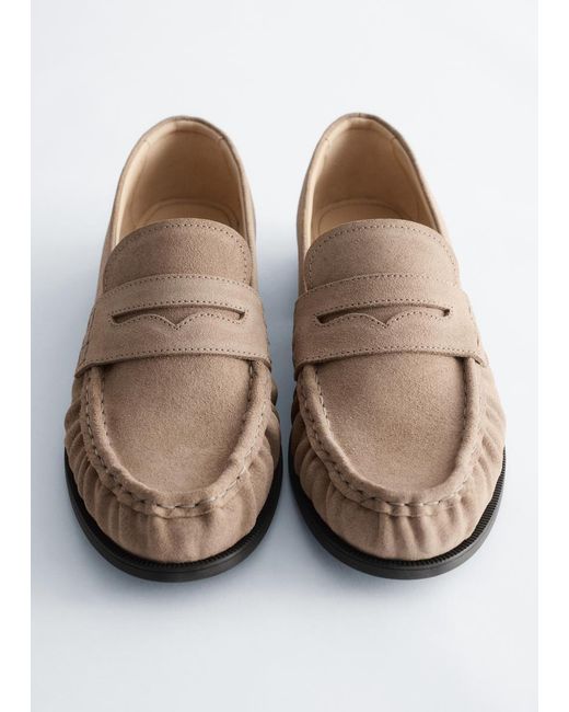 & Other Stories White Leather Penny Loafers