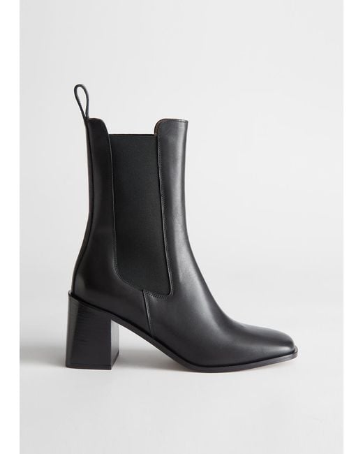 & Other Stories Black Chelsea-Boots Aus Leder Mit Absatz