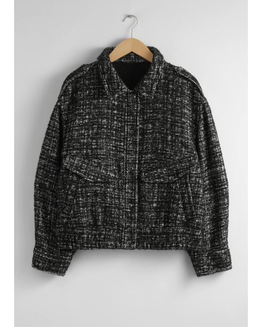 & Other Stories Black Boxy Tweed Jacket