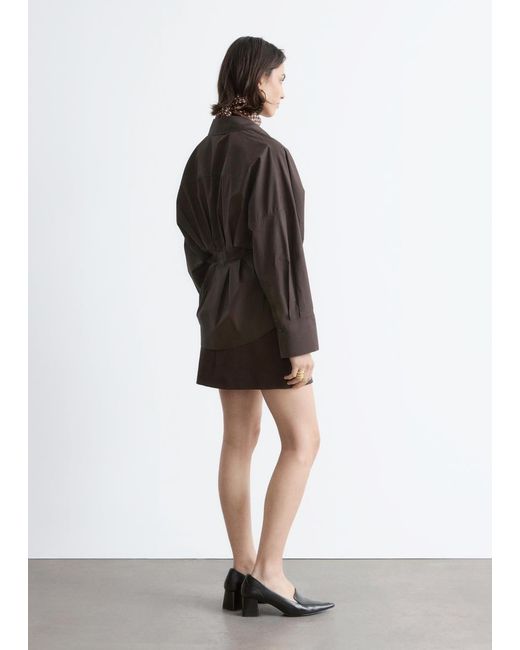 & Other Stories Black Fitted-Waist Cotton Shirt