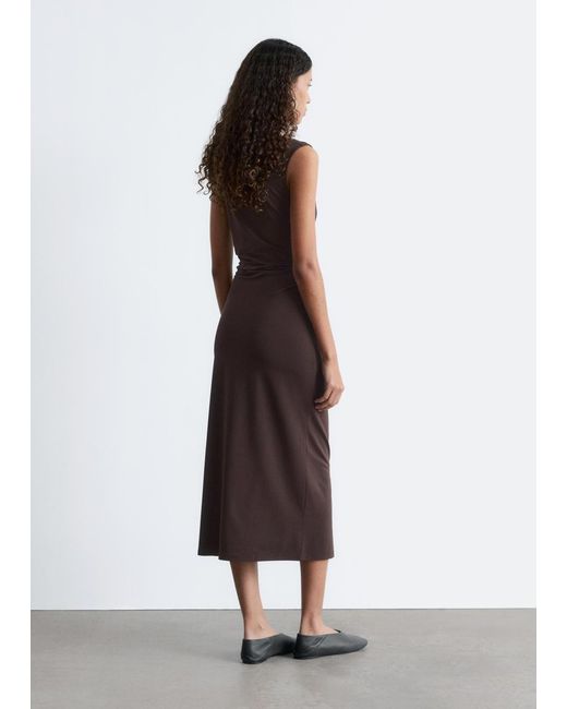 & Other Stories Sleeveless Draped Midi Dress in Brown | Lyst