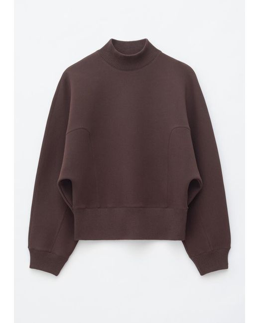 & Other Stories Red Mock Neck Scuba Sweatshirt
