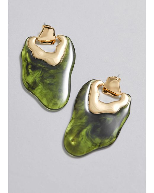 & Other Stories Green Radiant Resin Pendant Earrings