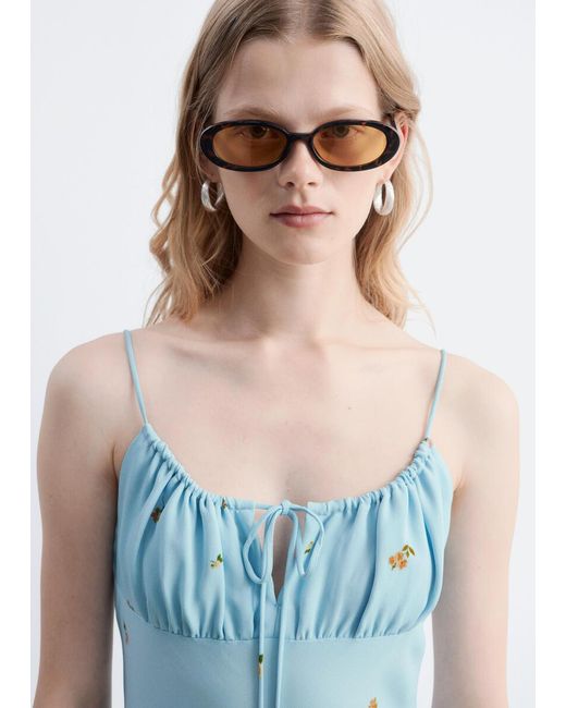 & Other Stories Blue Drawstring Midi Dress