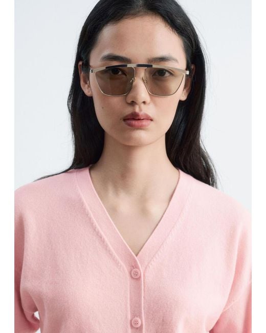 & Other Stories Pink Wool Corset Rib Cardigan