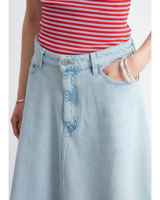& Other Stories White Raw-Edge Denim Skirt