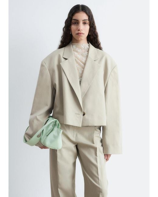 & Other Stories Natural Cropped Oversized Blazer