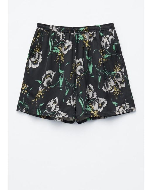& Other Stories Black Floral Drawstring Shorts