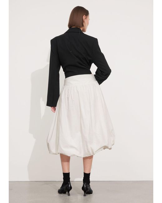 & Other Stories Natural Bubble-hem Midi Skirt
