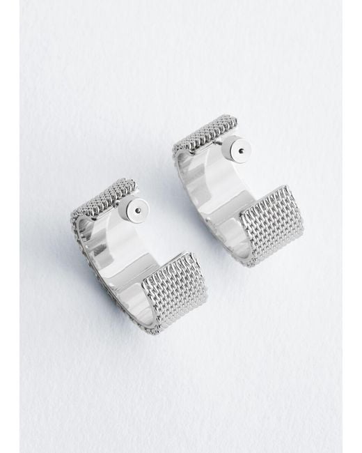 & Other Stories White Flat Chain Hoop Earrings