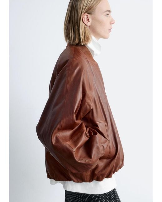 & Other Stories White Leather Bomber Jacket