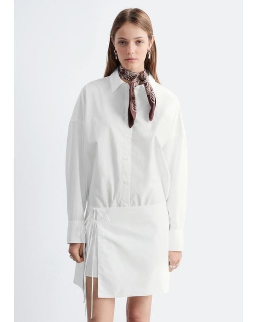 & Other Stories White Tie-Detail Mini Shirt Dress