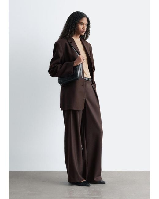 & Other Stories Brown Wool-Blend Tailored Trousers