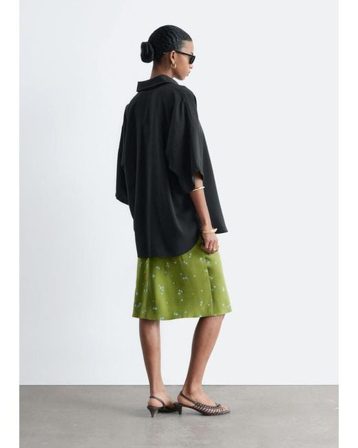 & Other Stories Black Oversized Quarter-Sleeve Shirt
