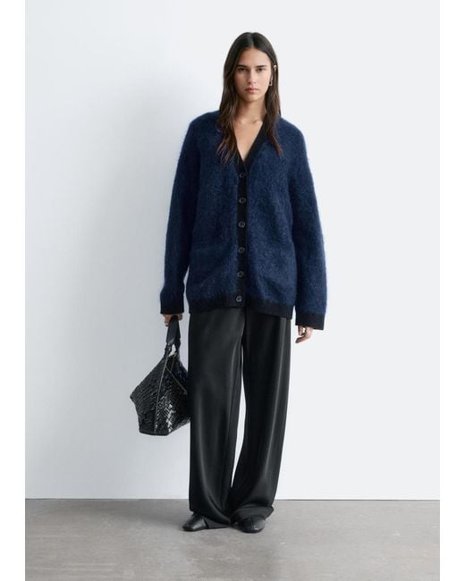 & Other Stories Blue Oversized Mohair-Blend Cardigan