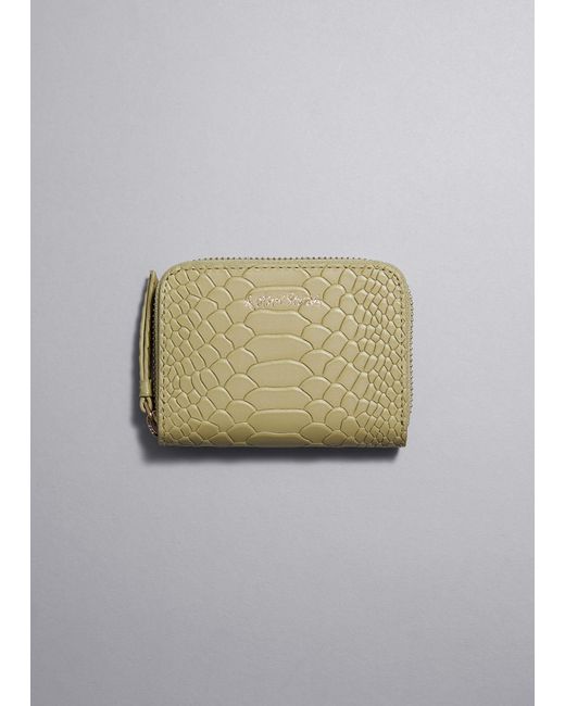 & Other Stories Green Snake Embossed Leather Wallet