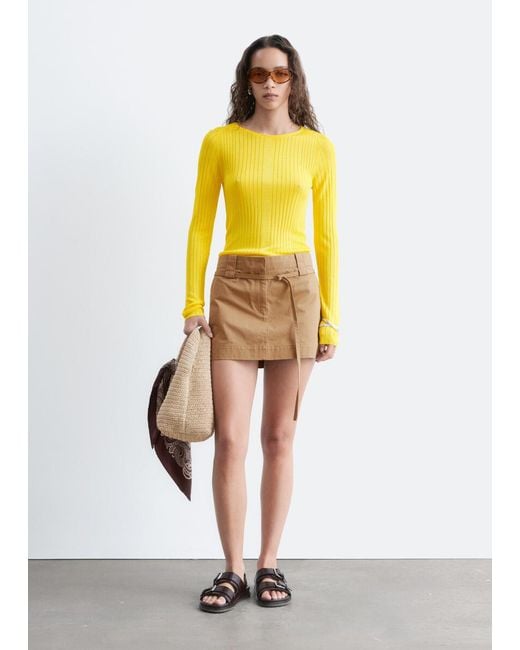 & Other Stories Yellow Ribbed Top