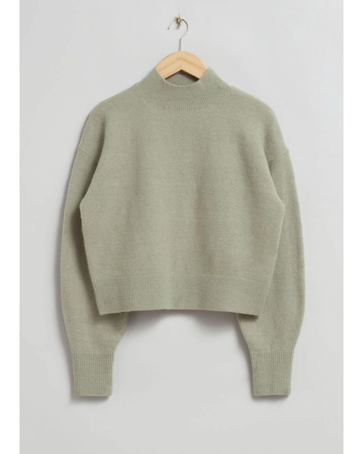 & Other Stories Green Mock-neck Sweater