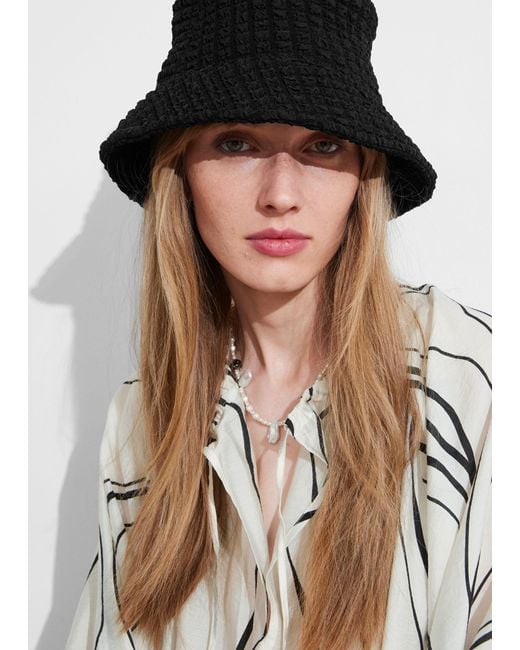 & Other Stories Black Waffle Bucket Hat