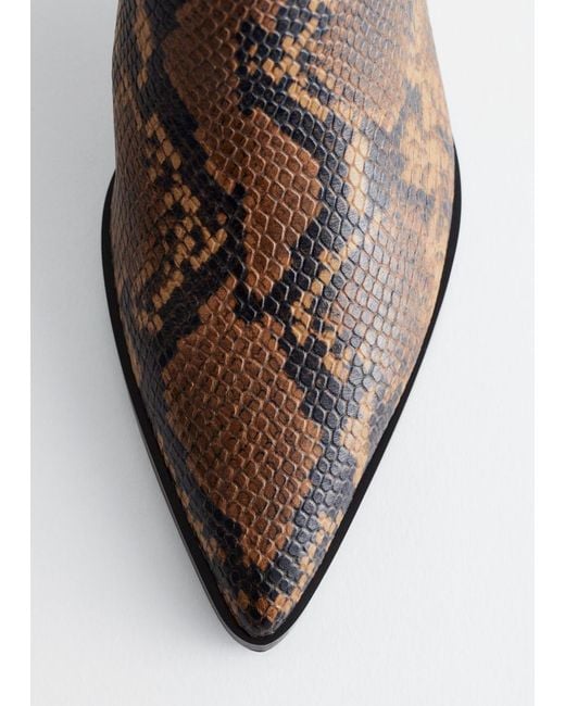 & Other Stories Black Kitten Heel Snake Print Ankle Boots