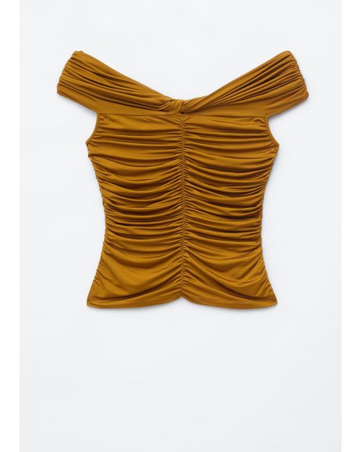 & Other Stories Red Ruched Jersey Top