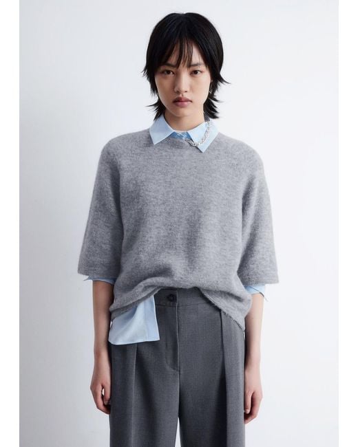 & Other Stories Gray Alpaca-Blend Knitted Top