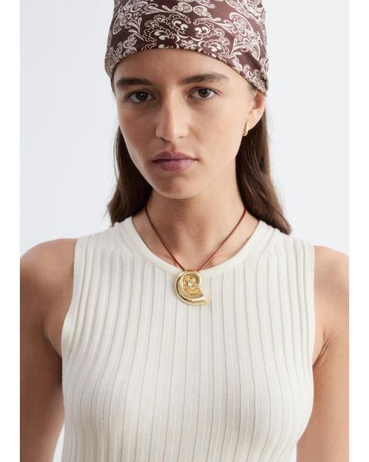 & Other Stories White Ribbed Midi Dress