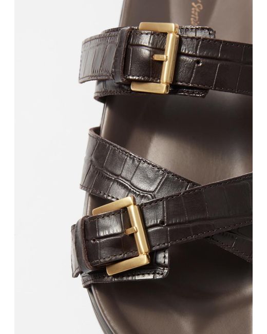 & Other Stories Red Cross-Strap Leather Sandals