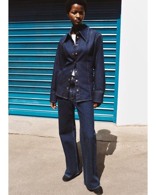 & Other Stories Blue Topstitched Denim Shirt