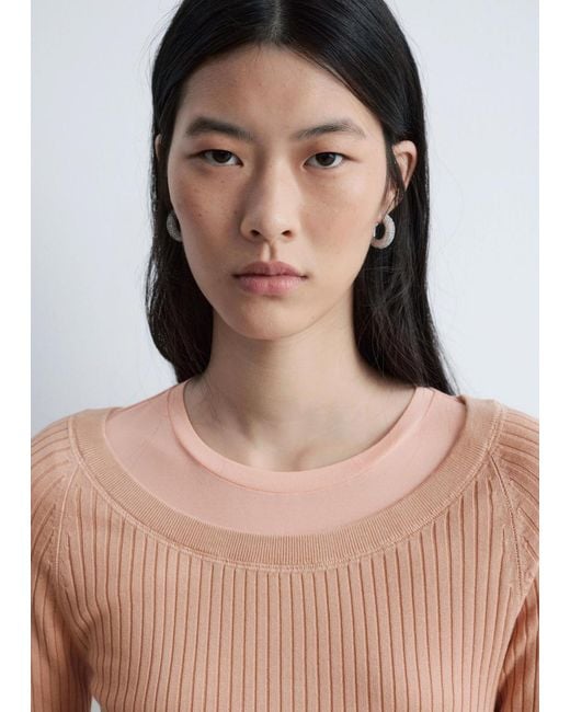 & Other Stories White Boat-Neck Rib-Knit Top