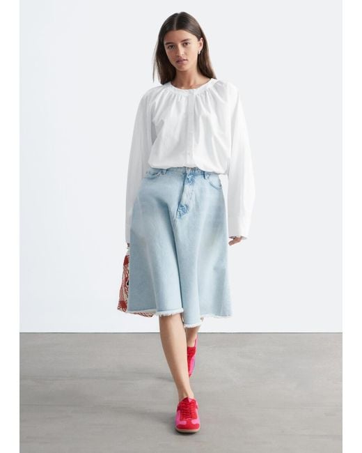 & Other Stories White Gathered Cotton Blouse