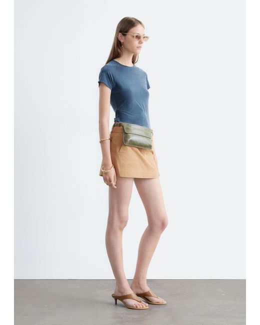 & Other Stories Blue Fitted Raglan T-Shirt