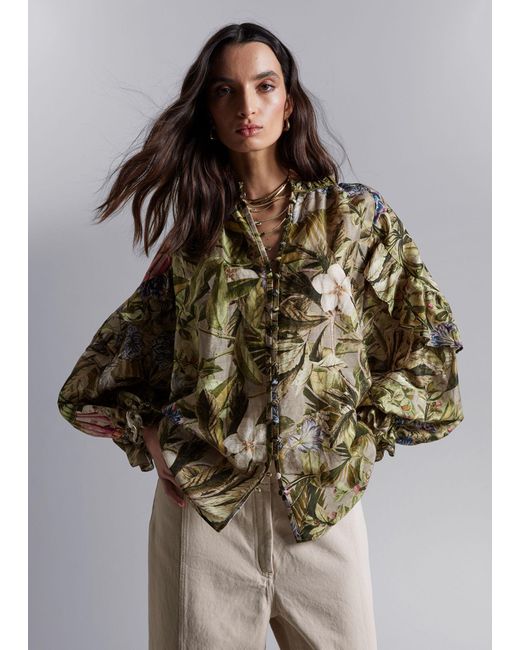 & Other Stories Natural Voluminous Frilled Blouse