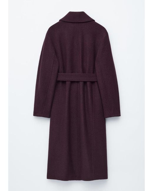 & Other Stories Purple Voluminous Belted Wool Coat