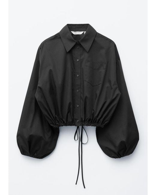 & Other Stories Black Cropped Drawstring Shirt