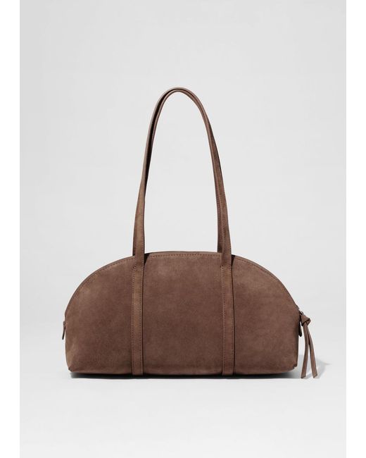& Other Stories Brown Suede Bowling Bag