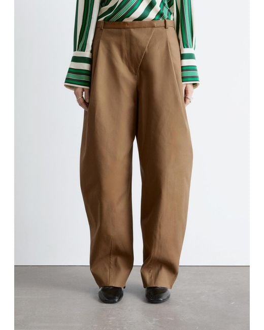 & Other Stories Green Barrel-Leg Trousers