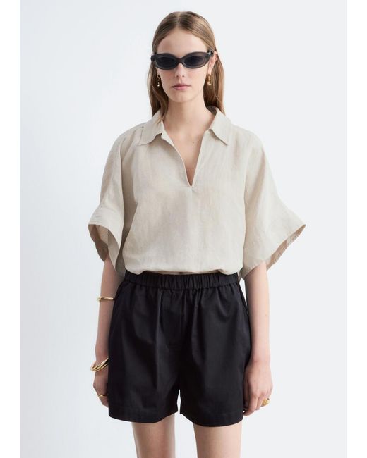 & Other Stories White High-Waist Cotton Shorts