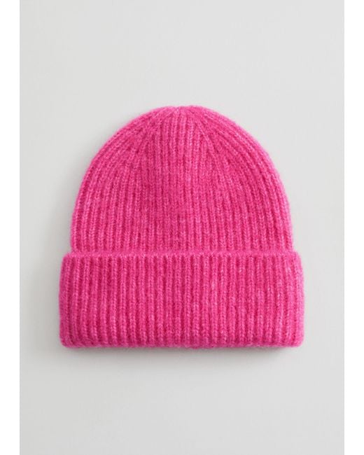 & Other Stories Pink Wool Blend Beanie