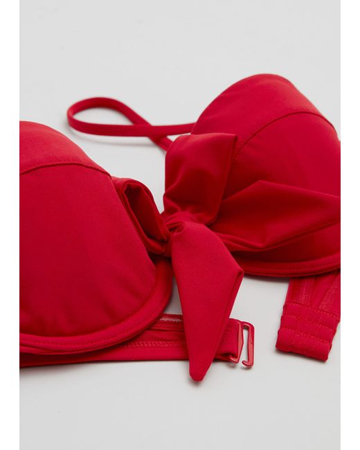 & Other Stories Red Underwire Balconette Bow Bikini Top