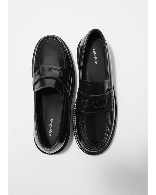& Other Stories Black Chunky Leather Loafers