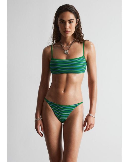 & Other Stories Green Side-Detail Bikini Briefs