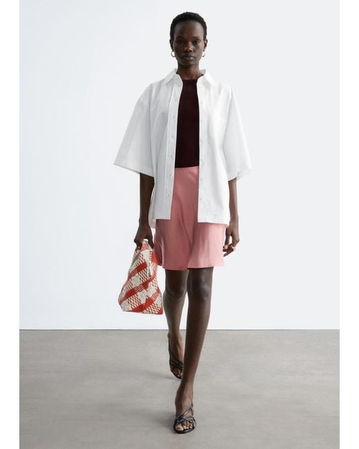 & Other Stories Pink Bias-Cut Mini Skirt